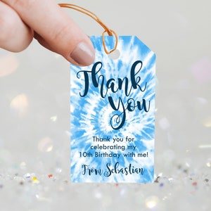 Editable TIE DYE FAVOR tag  Boy Tie Dye Favor Tags Printable Tye Die Favor Tags Blue Tie Dye Gift tags Tie Dye Thank you Tags Template Corjl