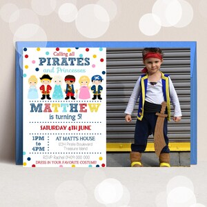 PIRATE PRINCESS INVITATION Pirate and Princess Photo Birthday Invitation Pirate Party Corjl Invitations Princess and Pirate Birthday Invite