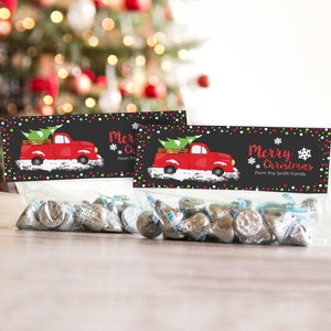 CHRISTMAS TREAT Bag Topper Ute Christmas Sandwich Bag Topper Christmas Favors Editable Christmas Cookie Bag Topper Red Ute Treat Bag Topper