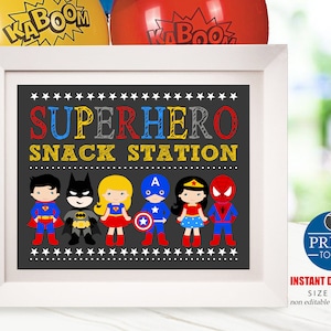 SUPERHERO PARTY SIGN Superhero Snacks Sign Instant Download Superhero Sign Superhero Birthday Party Superhero Buffet Sign Boy Superhero 0276