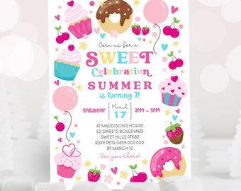 Cupcake Birthday Invitation: Sweet Celebration, Editable Template (Digital Download)