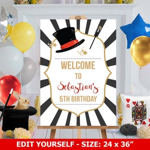 MAGIC WELCOME SIGN Instant Download Magic Sign Magic Birthday Welcome Sign 24x36 Magic Party Magician Party Welcome Sign Printable Corjl