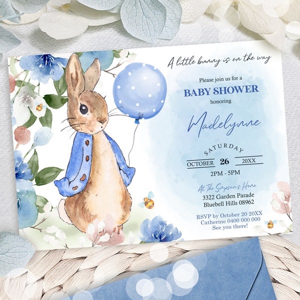 PETER RABBIT Baby Shower Invitation Editable Peter Rabbit Baby Shower Invitations Download Peter Rabbit Invitation Digital Peter Rabbit