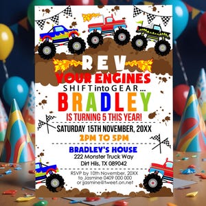 MONSTER TRUCK INVITATION Monster Truck Birthday Invitation Monster Truck Party Truck Invitation Editable Corjl Monster Truck Invit 0278