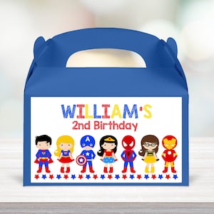 Superhero Gable Box Label: Birthday Party Favor (Digital Download)