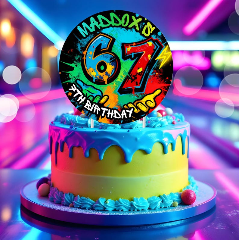 Six Seven Birthday Cake Topper | I Was 6 Now I'm 7 Party Decor