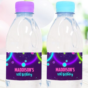 GLOW Water Bottle Labels Editable GLOW Water Bottle Labels Corjl Glow Party Water Label Printable Neon Water Bottle Wrapper Editable Glow