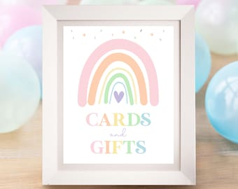 Cartelli per feste arcobaleno pastello modificabili: decorazioni fai da te stampabili (download digitale)