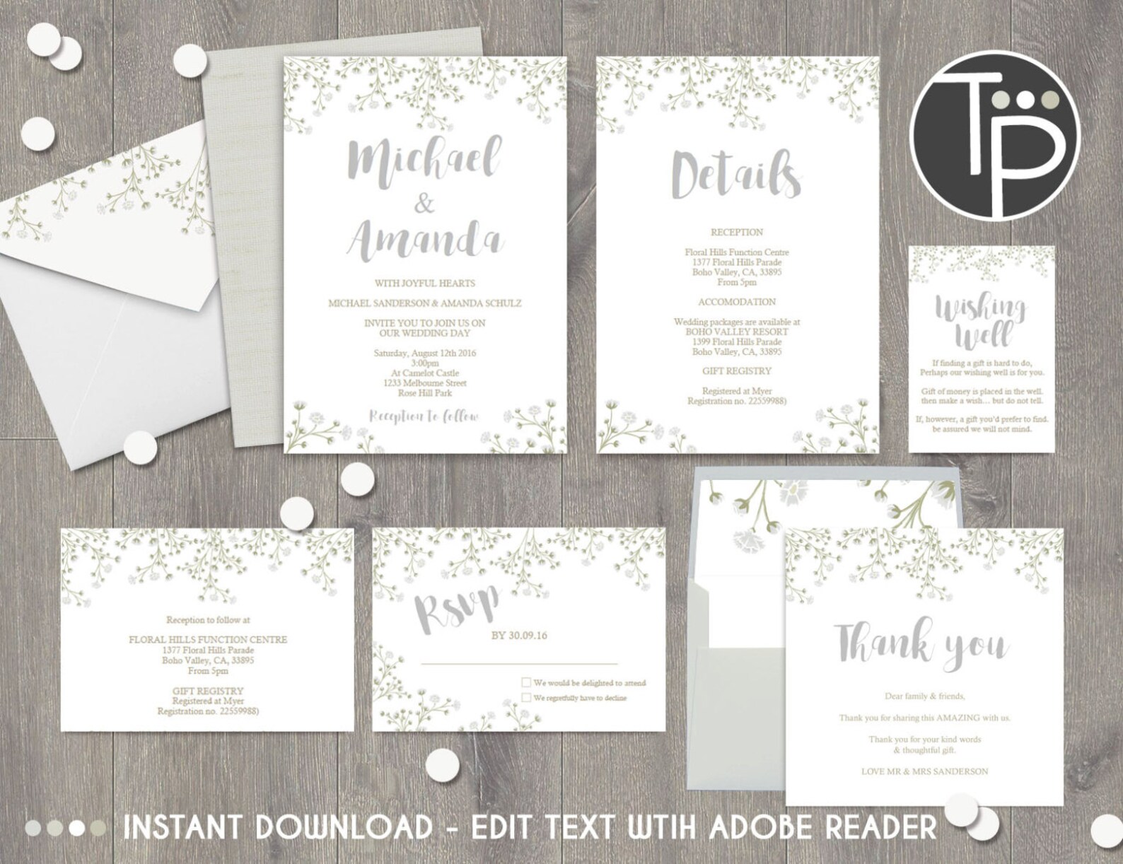 Baby Breath Wedding Instant Download WEDDING Invitation Etsy