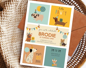 Dog Invitation Editable Puppy Party Invitation Printable Dog Pawty Invitation Dog Birthday Invitation Puppy Pawty Invitation Digital Dogs