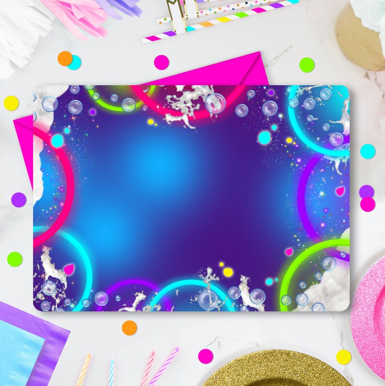 GLOW FOAM Party Birthday Invitation Digital Foam Birthday Etsy