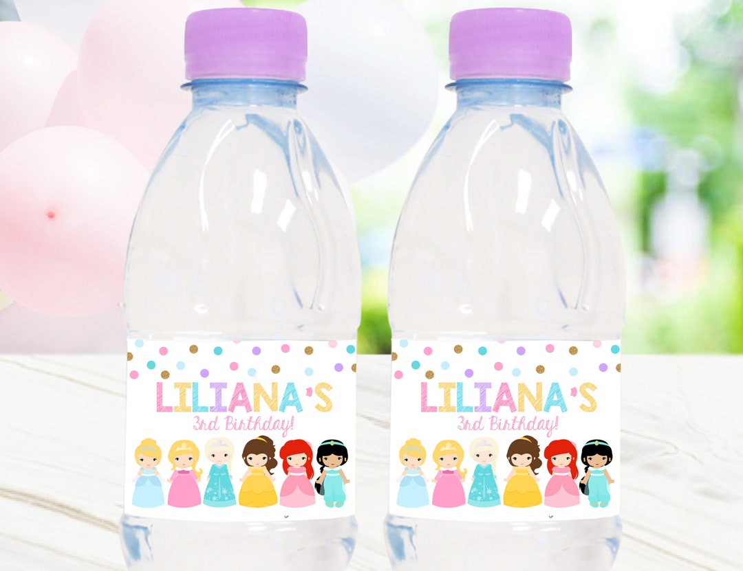 Princess WATER Labels Editable Princess Water Bottle Label Printable ...