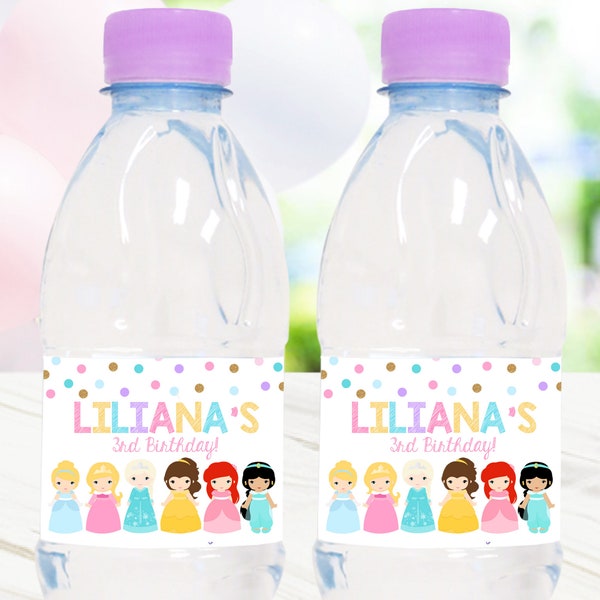 Princess Water Labels - Etsy
