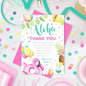 POOL THANK YOU Card Instant Download Girl Pool Party Thank you Editable Thank you Corjl Pool Party Thank you Pool Party Printable Corjl Temp image 1