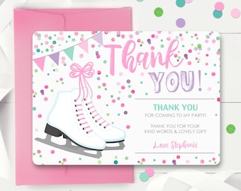 ICE SKATING THANK You Card Instant Download Ice Skating Party Thank you Instant Download Ice Skating Thank you Editable Ice Skating Thank