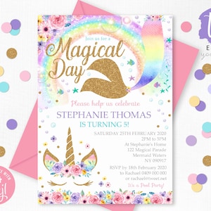 RAINBOW UNICORN MERMAID Invitation Instant Download Rainbow Mermaid Unicorn Invitations Rainbow Unicorn and Mermaid Invitation Corjl 0227