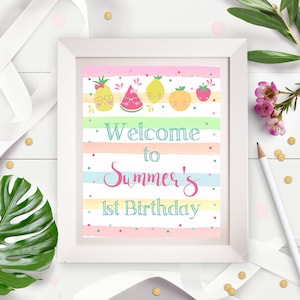 TUTTI FRUTTI PARTY Signs Editable Sweet One Party Signs Corjl Tutti Frutti Signs Printable Sweet One Party Signs Tutti Frutti Decor Corjl