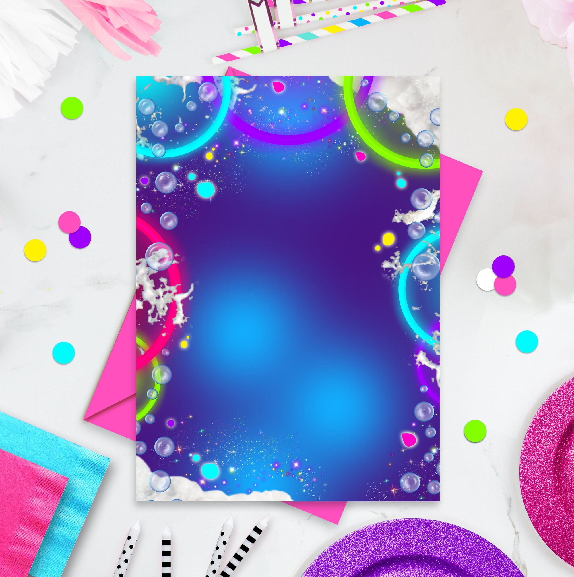 GLOW FOAM Party Birthday Invitation Digital Foam Birthday Etsy UK