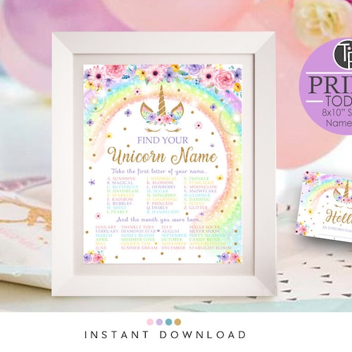 Rainbow unicorn game instant download unicorn game rainbow etsy