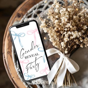 コケット 性別お披露目ビデオ招待状：アニメーションパーティー告知（MP4ビデオ、Canvaで編集可能）