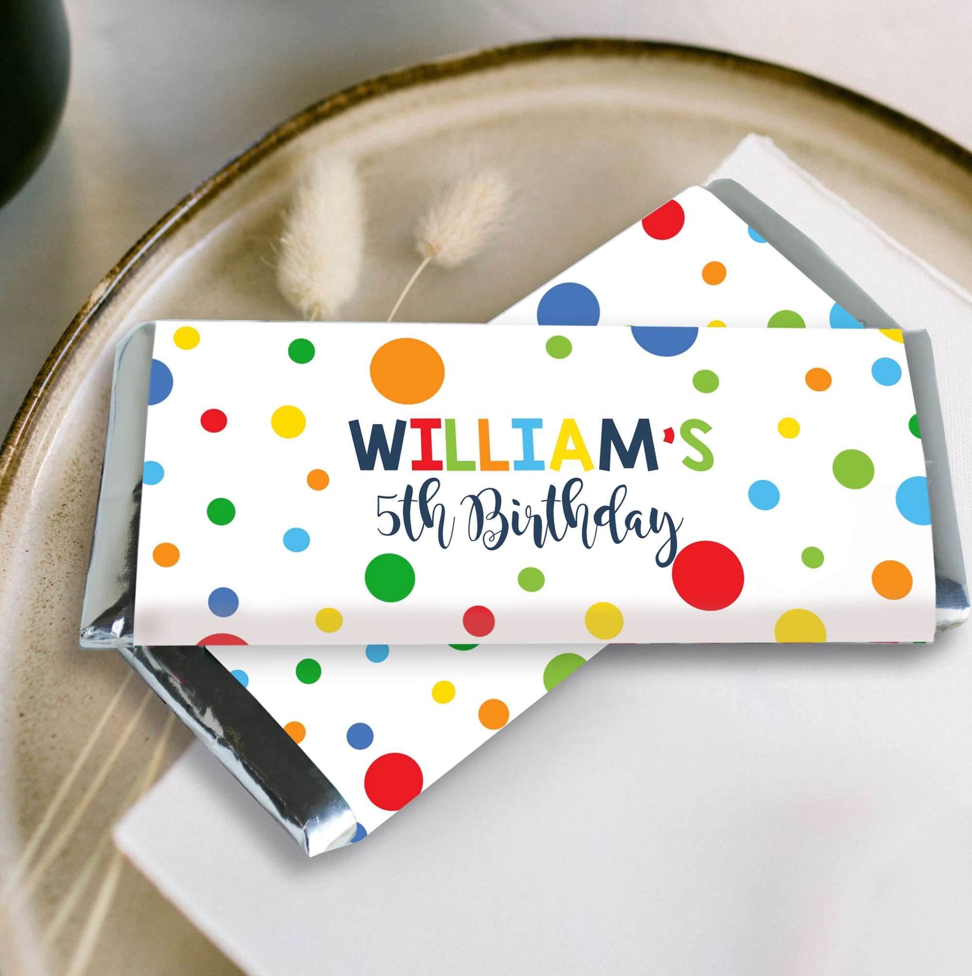 Editable Polka Dot Hershey Bar Wrapper, Birthday Party Favors (digital ...