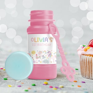 RAINBOW UNICORN Bubble Labels Editable Bubble Bottle Labels Fairytale Rainbow Unicorn Party Bubble labels Pastel Rainbow Unicorn Bubble U1
