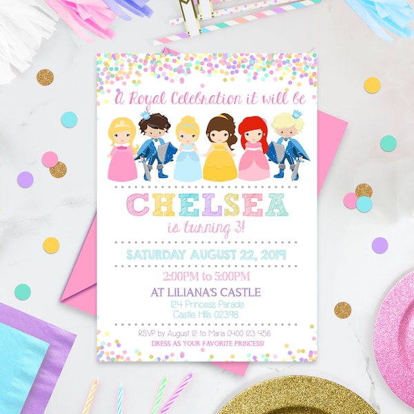 PRINCESS and PRINCE INVITATION Instant Download Prince and Princess Party Invitation Princess Editable Princess Birthday Invitation Boy Girl