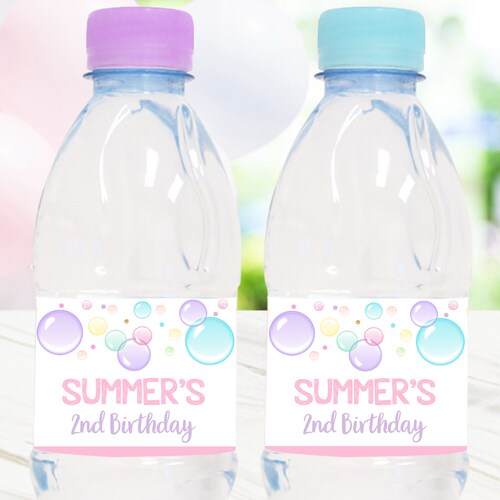 BUBBLES Water Bottle Labels Editable Bubble Water Bottle Etsy