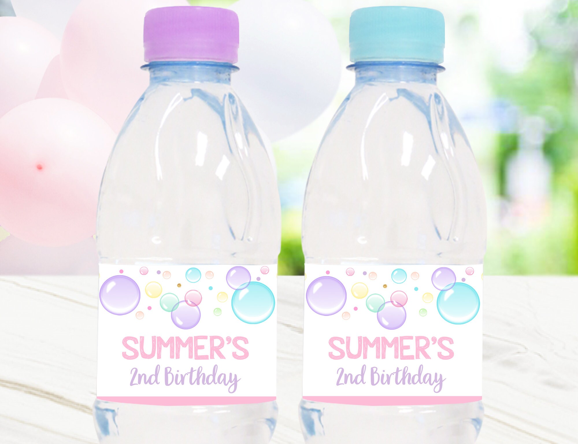 BUBBLES Water Bottle Labels Editable Bubble Water Bottle Etsy