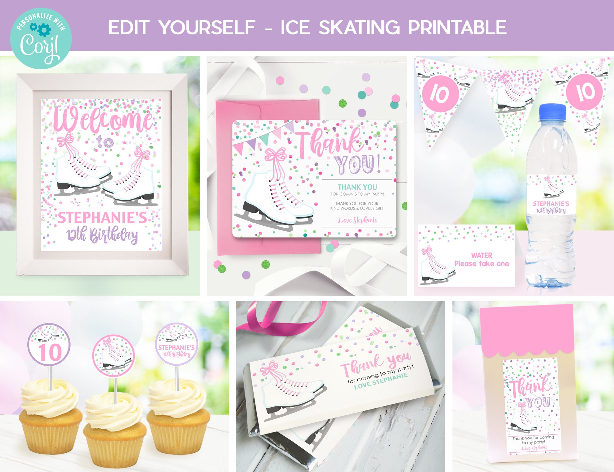 ICE SKATING PARTY Package Instant Download Ice Skating Etsy