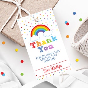 Rainbow Favor Tag Rainbow Gift Tags Rainbow Thank you Tags Printable Rainbow Party Favor tags Rainbow Party Decor Editable Rainbow Gift Tags