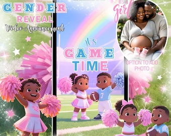 African American Baby Girl Gender Reveal Video: Football or Cheerleader (MP4 Digital Download)