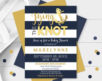 NAUTICAL BRIDAL SHOWER Invitation Instant Download Anchor Bridal Shower Invitation Tying the Knot Bridal Shower invitation Corjl Invite 0315