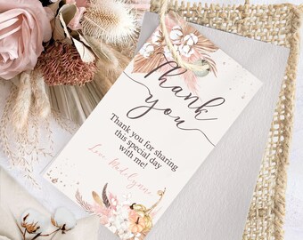 Fall FAVOR tag Editable Pampas Grass Pumpkin Favor Tags Printable  Pampas Favor Tags Autumn Gift tags Pumpkin Favor Tag Desert Flowers Corjl