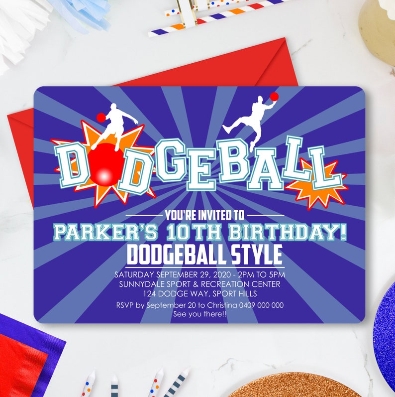 DODGEBALL INVITATION Instant Download Corjl Dodgeball Party Dodgeball Printable Dodgeball BIRTHDAY Invitation Kickball invitation Editable image 1