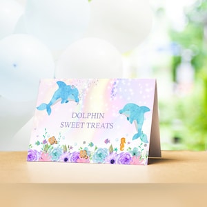DOLPHIN FOOD TENT Cards Instant download Dolphin Food Labels Editable Dolphin Food Tent Cards Corjl Instant Download Dolphin Buffet Labels