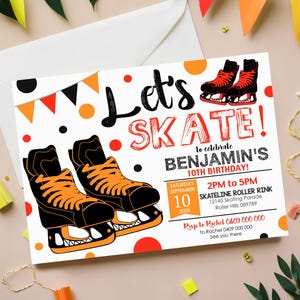 Boy ICE SKATING INVITATION Ice Skating Party Invitation Ice Skate invitation Boy Ice Skating Party Ice Skating Birthday Ice Skating Corjl