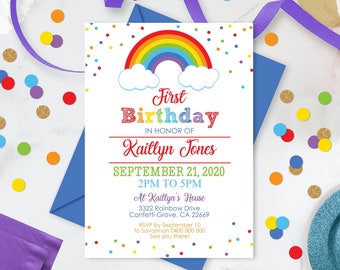 RAINBOW INVITATION Instant download RAINBOW Invitations Rainbow Birthday Invitation Printable Rainbow Editable Rainbow Invitation template