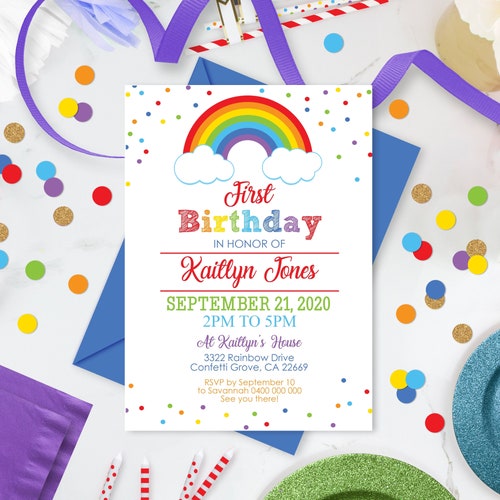 RAINBOW INVITATION Instant Download RAINBOW Invitations Etsy