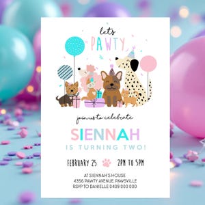 Invitación de cumpleaños para perros y gatos: Plantilla editable de Huellas de Cachorros y Gatitos (Descarga digital)