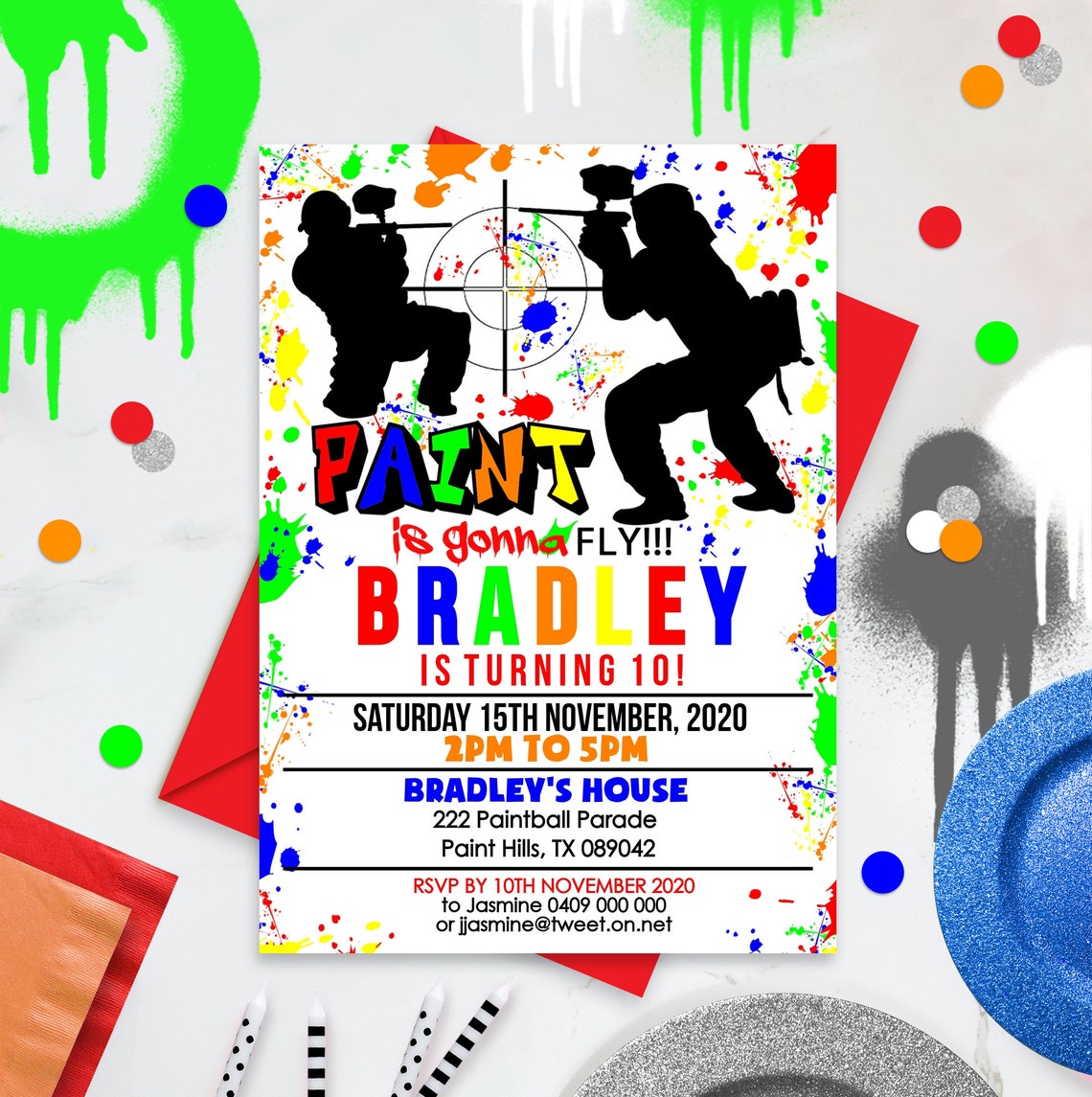 PAINTBALL INVITATION Instant Download Paintball Invitations Etsy