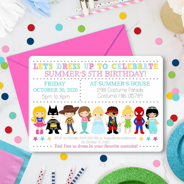 COSTUME PARTY INVITATION Instant Download Dress up Party Invitation Costume Party Invitation Kids Costume Birthday Invitation Corjl 0221