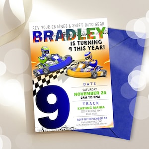Go Kart Invitation INSTANT DOWNLOAD Race kart Invitation Editable Go-Kart Party Invitation Karting Invitation Go Kart Birthday Invitation
