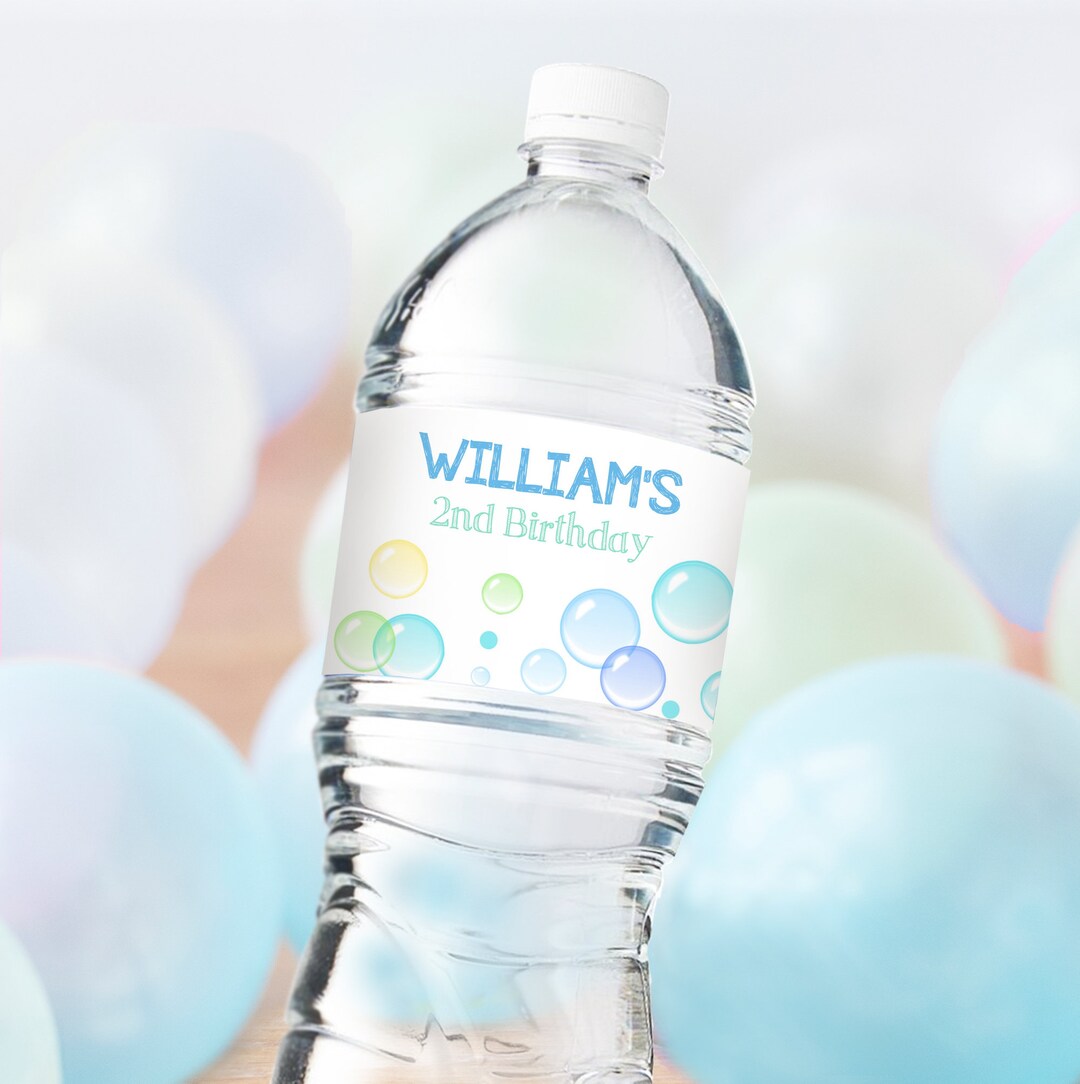 BUBBLES Water Bottle Labels Editable Bubble Water Bottle Labels Boy