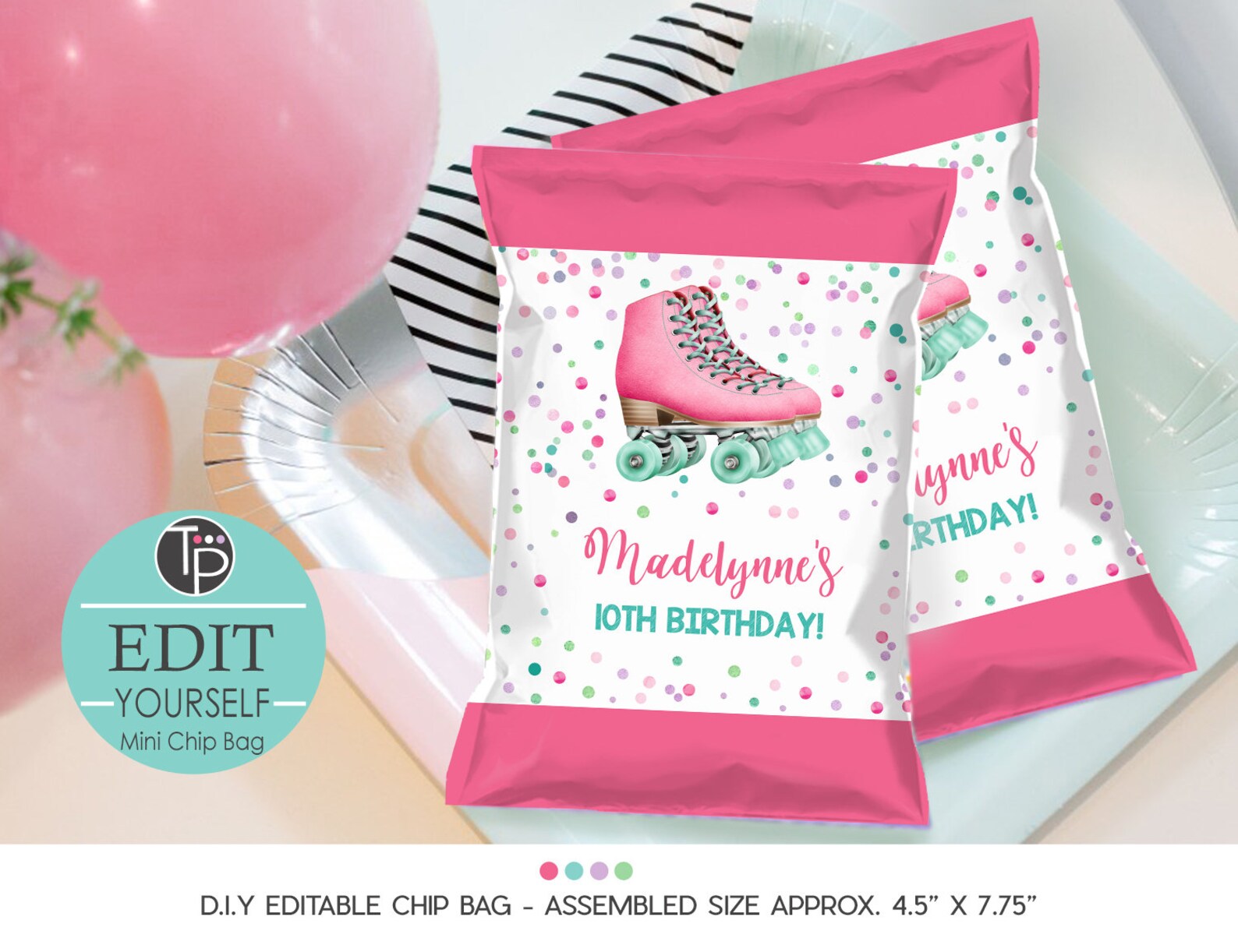 ROLLER SKATE Chip Bag Printable Rollerskate Chip Bag Roller Etsy