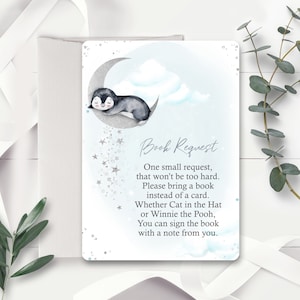 Penguin Book Request Card Instant download Moon Book Request Card Afdrukbare Penguin Book Request Card Corjl Penguin Boeken voor baby Winter