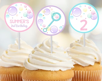 Bubbles Cupcake Toppers Instant download Bubbles Cupcake Toppers Editable Bubbles Cupcake Toppers Printable Bubbles Cupcake Toppers Corjl