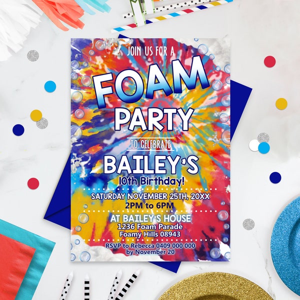 Glow Foam Party Invitation Etsy Glow Foam Party Invitation Etsy