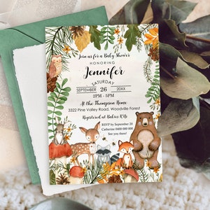Wald Baby Shower Einladung Waldtiere Baby Shower Einladung Wald Baby Shower Einladung Vorlage Waldtiere Baby Shower Einladung Vorlage
