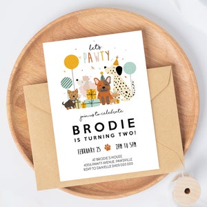 Dog Invitation Editable Puppy Party Invitation Printable Dog Pawty Invitation Dog Birthday Invitation Puppy Pawty Invitation Digital Dogs